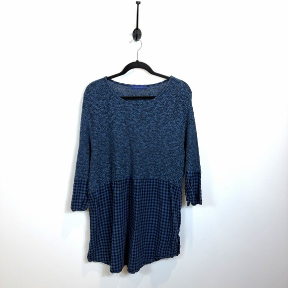 cut loose Tops - Cut Loose San Francisco Large Linen Tunic Top LAGENLOOK Boho Blue Layered